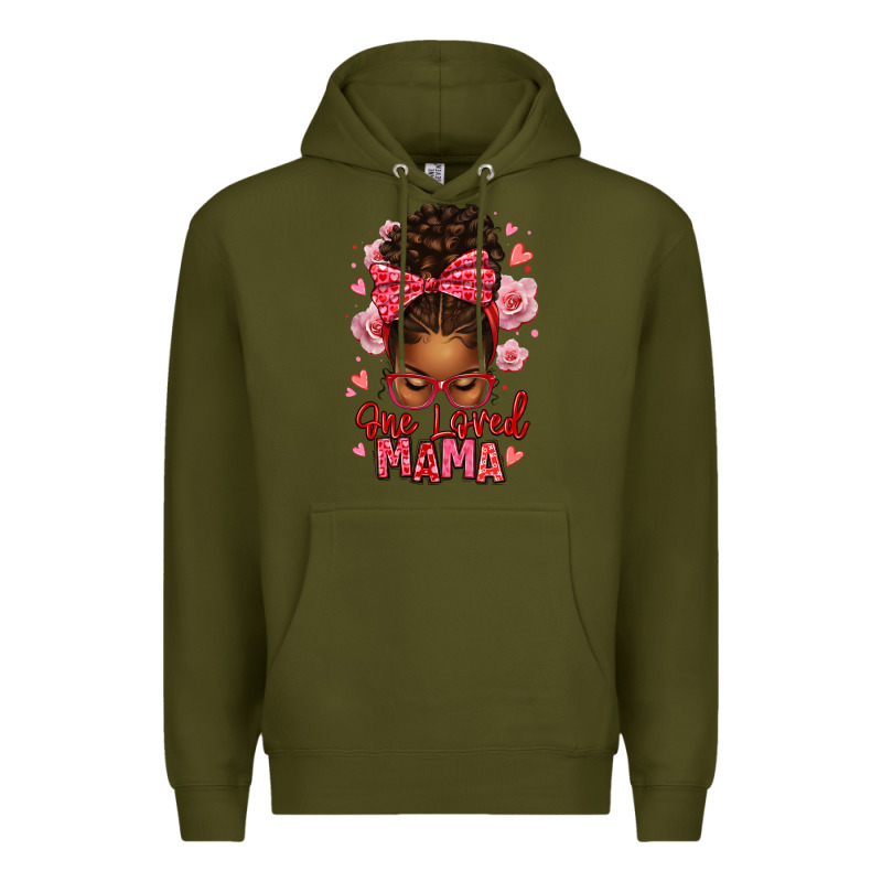One Loved Mama Afro Messy Bun Premium Hoodie by texasbilliewilder | Teevron
