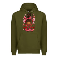 Army Green one loved mama afro messy bun Premium Hoodie - texasbilliewilder