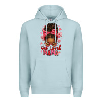 Blue Mist one loved mama afro messy bun Premium Hoodie - texasbilliewilder