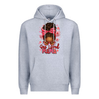 Heather Grey one loved mama afro messy bun Premium Hoodie - texasbilliewilder