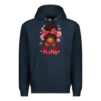 Navy one loved mama afro messy bun Premium Hoodie - texasbilliewilder