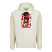 Oatmeal Heather one loved mama afro messy bun Premium Hoodie - texasbilliewilder