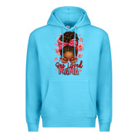 Ocean Blue one loved mama afro messy bun Premium Hoodie - texasbilliewilder