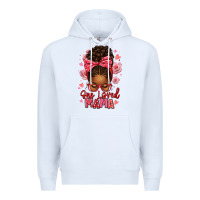 White one loved mama afro messy bun Premium Hoodie - texasbilliewilder