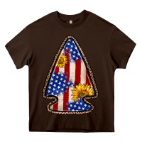 Chocolate Brown American flag sunflower arrowhead Heavy Core Tee - Zillion Design Studio