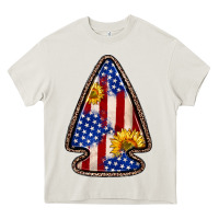 Cream American flag sunflower arrowhead Heavy Core Tee - Zillion Design Studio
