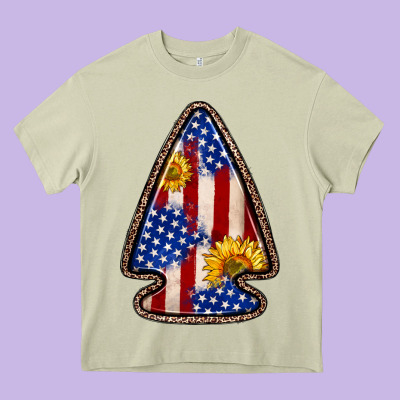American Flag Sunflower Arrowhead Heavy Core Tee Designed By Zillion Design Studio