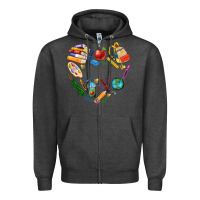 Charcoal Heather teacher heart custom Zipper Hoodie - NancyCooperArtShop