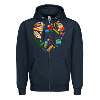 Navy teacher heart custom Zipper Hoodie - NancyCooperArtShop