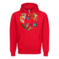 Red teacher heart custom Zipper Hoodie - NancyCooperArtShop