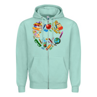Seafoam teacher heart custom Zipper Hoodie - NancyCooperArtShop