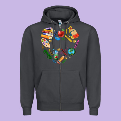 Teacher Heart Custom Zipper Hoodie Designed By Nancycooperartshop