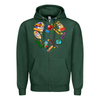 Sports Green teacher heart custom Zipper Hoodie - NancyCooperArtShop