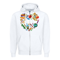 White teacher heart custom Zipper Hoodie - NancyCooperArtShop