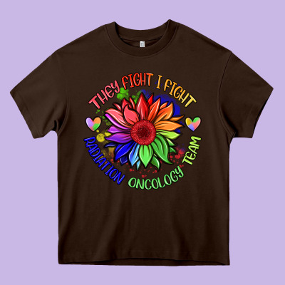 Oncology Team Sunflower Malia Heavy Core Tee Designed By Barkaloodesign