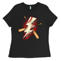 Black baseball lightning bolt Ladies Tee - Zillion Design Studio