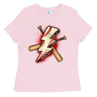 Bubblegum Pink baseball lightning bolt Ladies Tee - Zillion Design Studio
