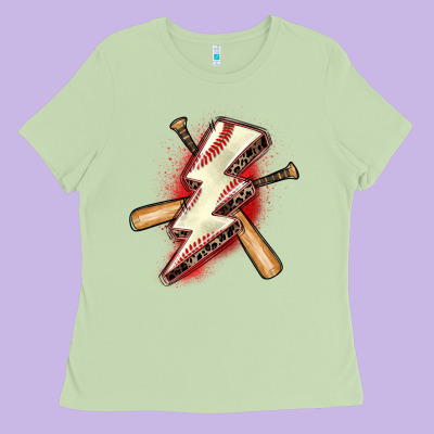 Baseball Lightning Bolt Ladies Tee Designed By Zillion Design Studio