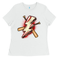 White baseball lightning bolt Ladies Tee - Zillion Design Studio