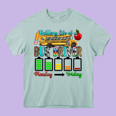 Battery Life Of A Bus Driver Heavy Core Tee Designed By Texasbilliewilder