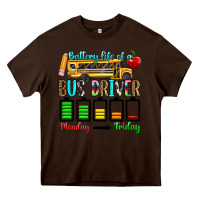 Chocolate Brown battery life of a bus driver Heavy Core Tee - texasbilliewilder