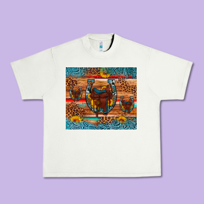 Saddle Horseshoe Leopard Sunflower Urban Heavy Tee Designed By Artiststas