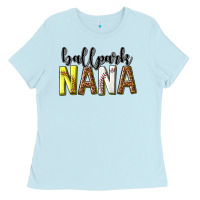 Baby Blue ballpark nana with leopard Ladies Tee - texasbilliewilder