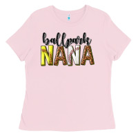 Bubblegum Pink ballpark nana with leopard Ladies Tee - texasbilliewilder