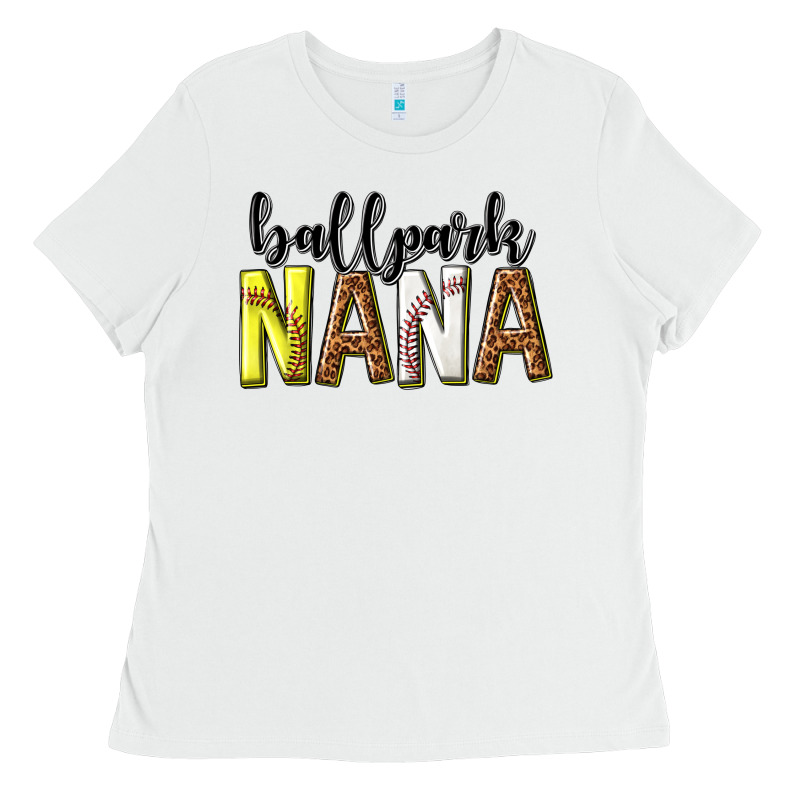Ballpark Nana With Leopard Ladies Tee by texasbilliewilder | Teevron
