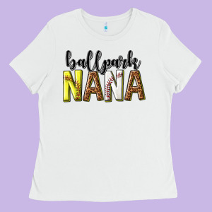 Ballpark Nana With Leopard Ladies Tee Designed By Texasbilliewilder