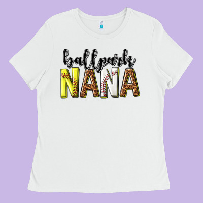 Ladies Tee ballpark nana with leopard