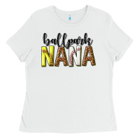 White ballpark nana with leopard Ladies Tee - texasbilliewilder