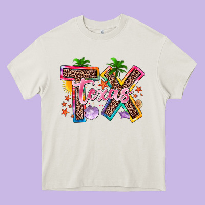 Texas Summer Heavy Core Tee Designed By Zillion Design Studio