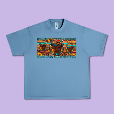 Saddle Horseshoe  Sunflower Leopard License Plate Urban Heavy Tee Designed By Artiststas