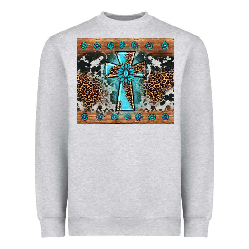 Gemstone Leopard Cross Heavyweight Sweatshirt by AdoDesignShop | Teevron