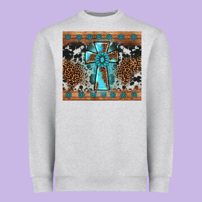 Gemstone Leopard Cross Heavyweight Sweatshirt Designed By Adodesignshop