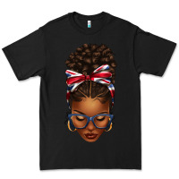 Black union jack flag afro messy bun Premium Tee - texasbilliewilder