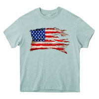 Arona tattered american flag Heavy Core Tee - Zillion Design Studio