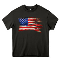 Asphalt tattered american flag Heavy Core Tee - Zillion Design Studio