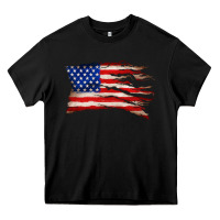 Black tattered american flag Heavy Core Tee - Zillion Design Studio