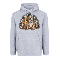 Heather Grey english bulldog rainbow Heavyweight Hoodie - BarkalooDesign
