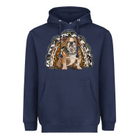 Navy english bulldog rainbow Heavyweight Hoodie - BarkalooDesign