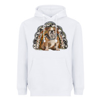 White english bulldog rainbow Heavyweight Hoodie - BarkalooDesign