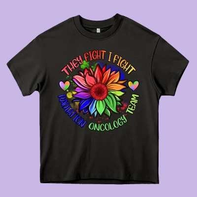 Oncology Team Sunflower Heavy Core Tee Designed By Barkaloodesign