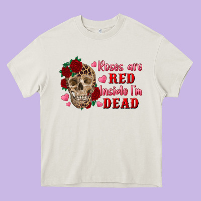 Roses Are Red Inside I'm Dead Skull Heavy Core Tee Designed By Ranaportraitstore