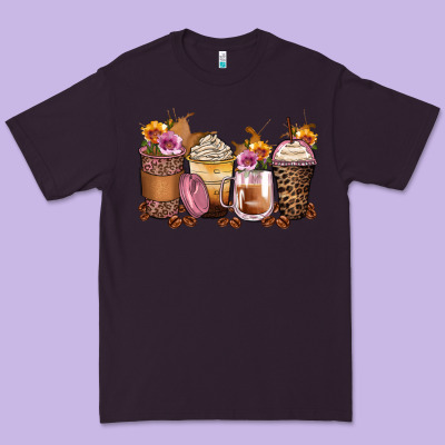 Leopard Rose Glitter Flowers Coffee Cups Premium Tee Designed By Zillion Design Studio