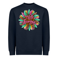 Navy hello spring sunflower Heavyweight Sweatshirt - Artiststas