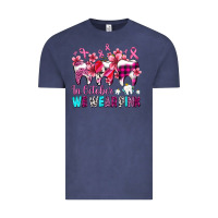 Vintage Denim in october we wear pink cancer ribbon with teeth Vintage Tee - AdoDesignShop