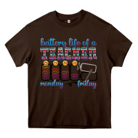 Chocolate Brown battery life of a teacher Heavy Core Tee - texasbilliewilder