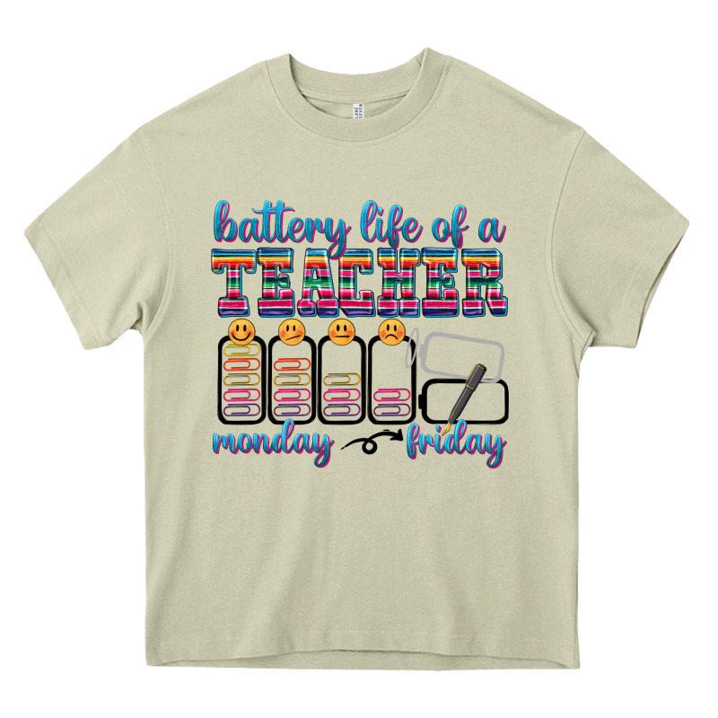 Battery Life Of A Teacher Heavy Core Tee by texasbilliewilder | Teevron